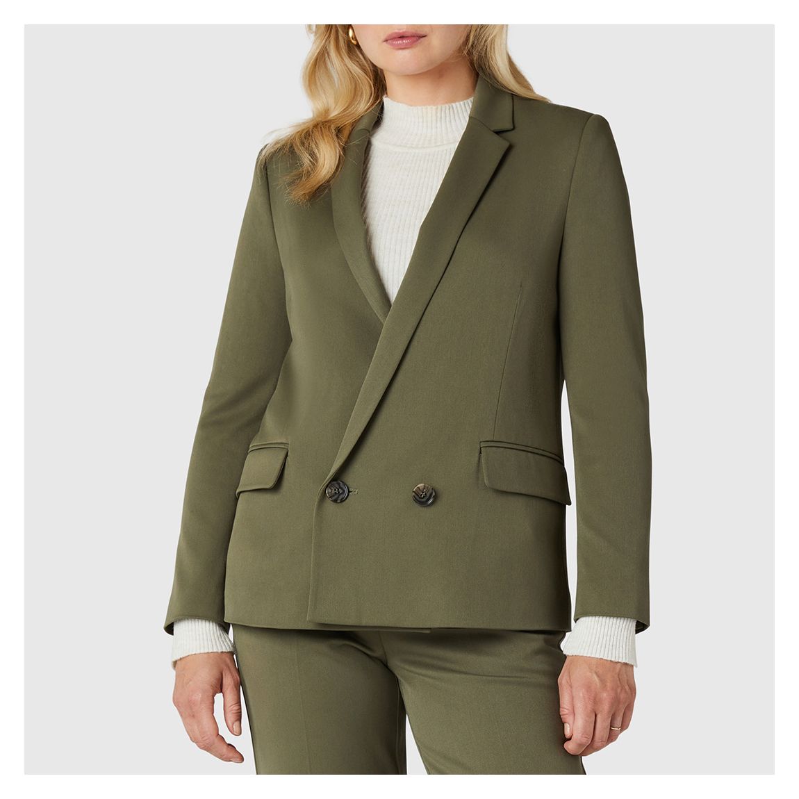 Khaki Grace Double Breasted Blazer main product photo