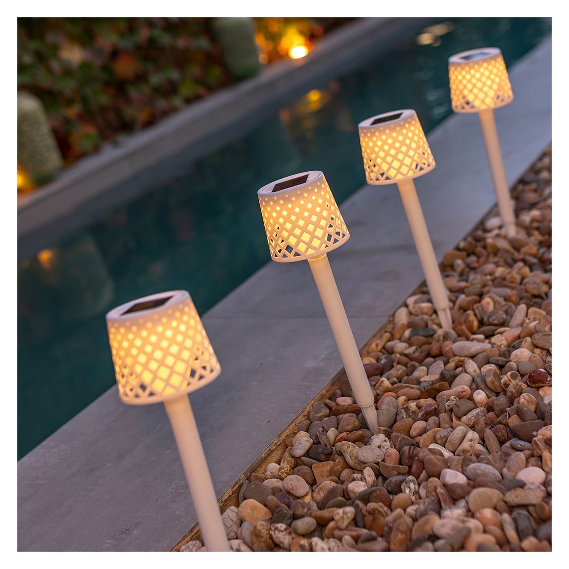 Gretita Set of 4 Solar Stakes White main product photo