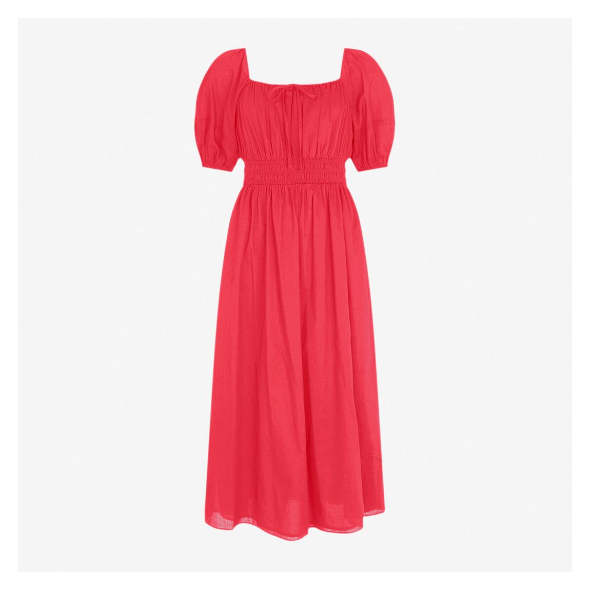 Pink Puff Sleeve Midi Dress