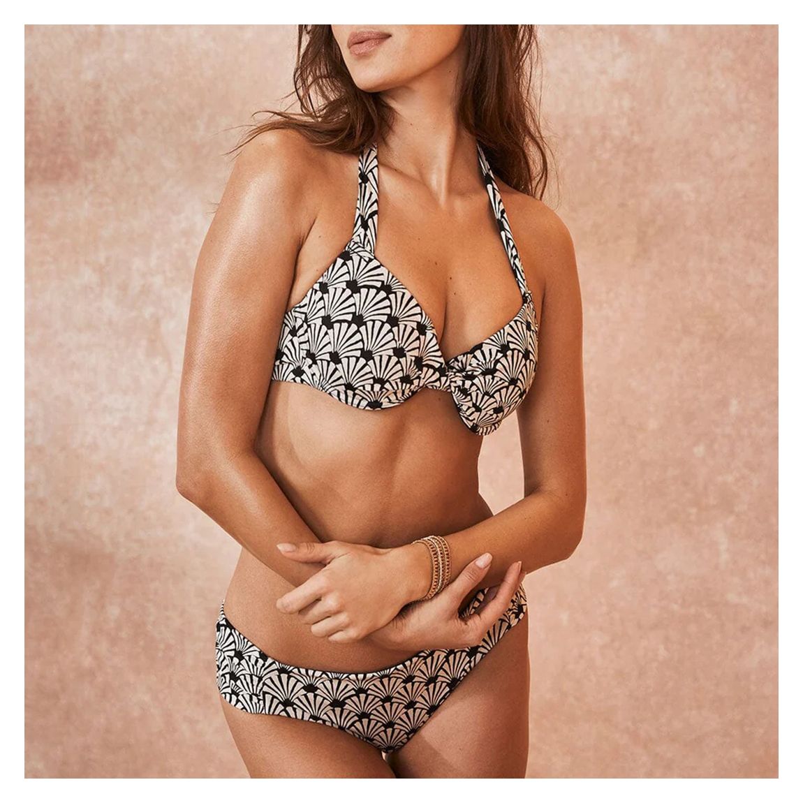 Black Violet Plunge Bikini Top main product photo
