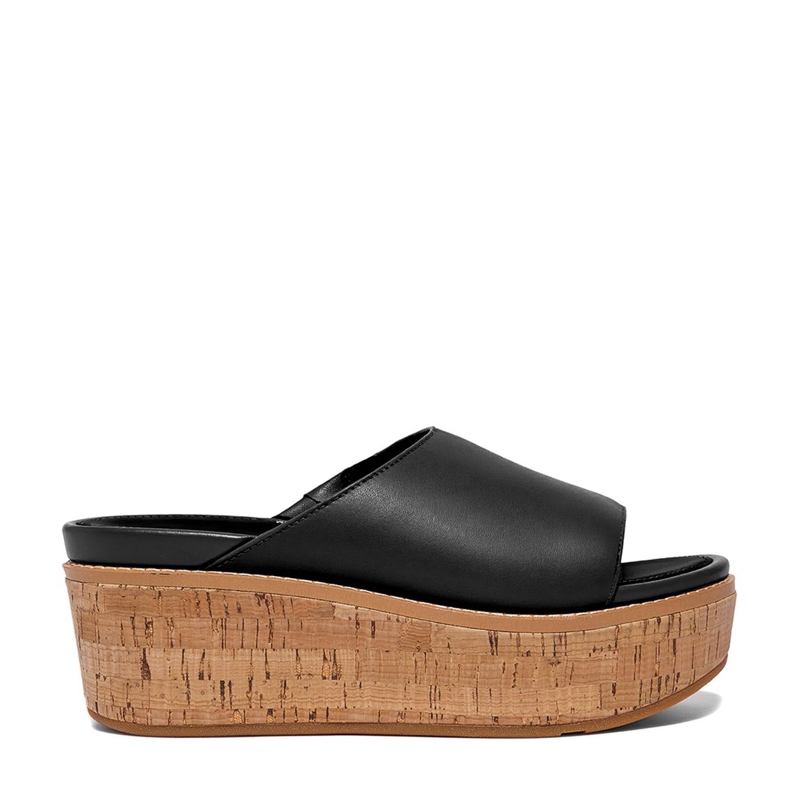 Black Eloise Cork Wrap Leather Wedge Slides main product photo