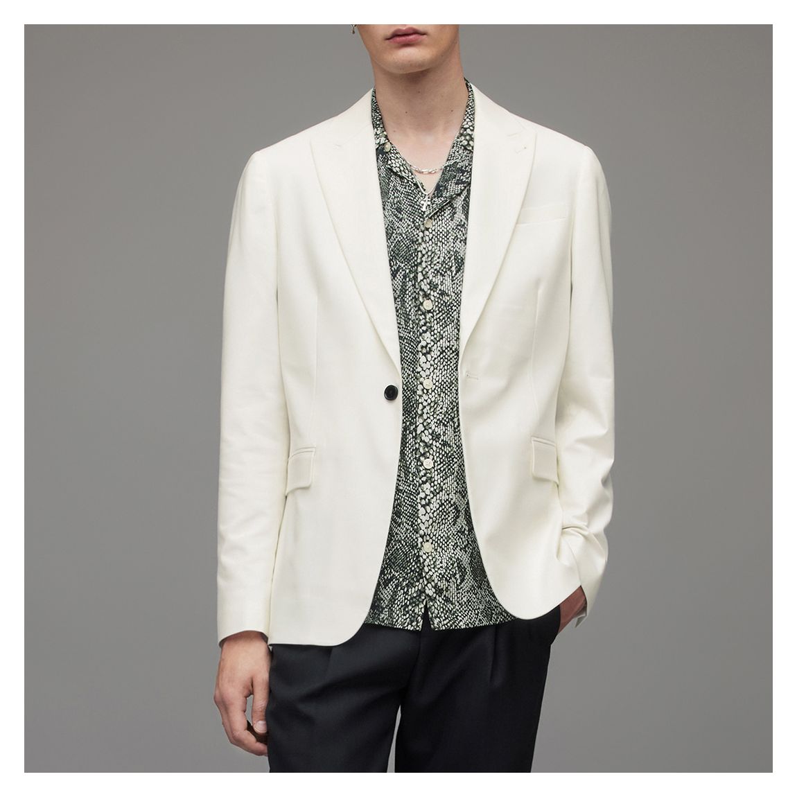 White Row Single Breasted Wool Blend Blazer main product photo