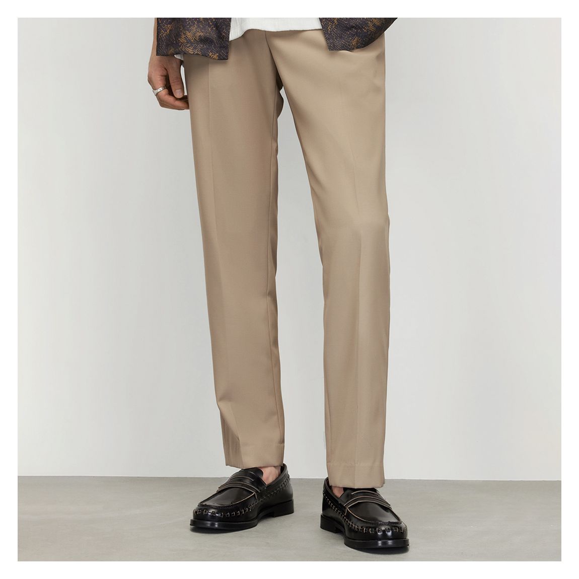 Beige Talia Straight Wool Blend Trousers main product photo