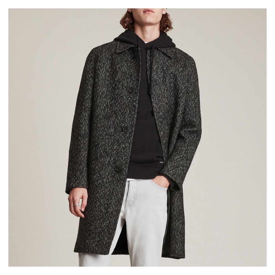 Charcoal Ramo Longline Wool Blend Coat main product photo