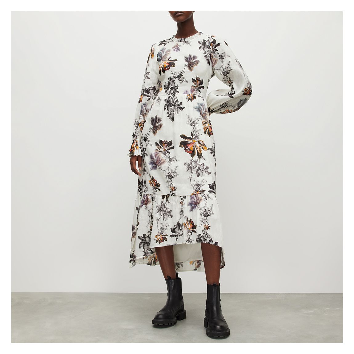White Gracie Lilly Printed Silk Blend Dress main product photo