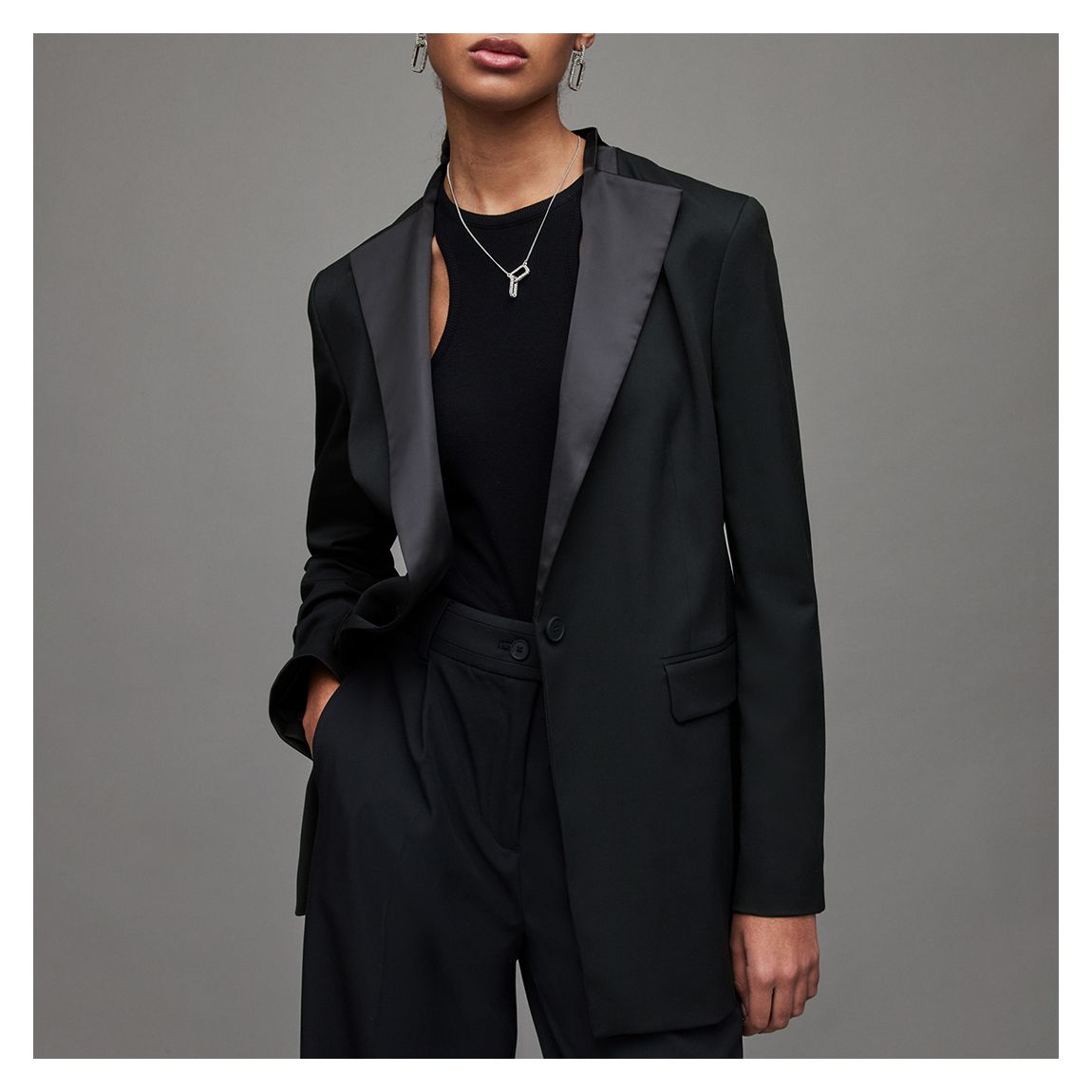 Black Sofia Satin Blazer main product photo