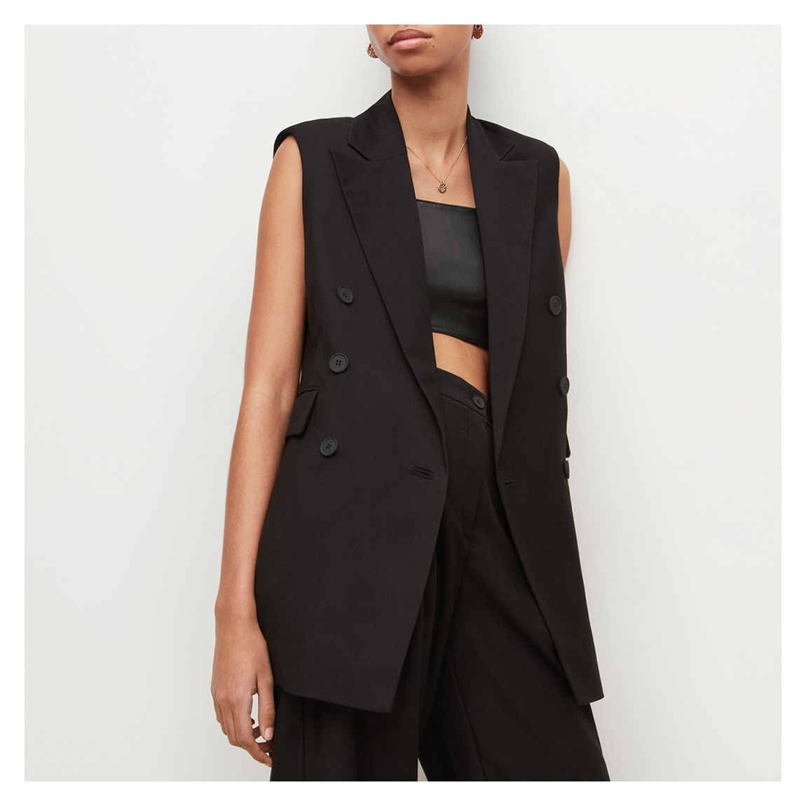 Black Hanah Double Breasted Sleeveless Blazer main product photo