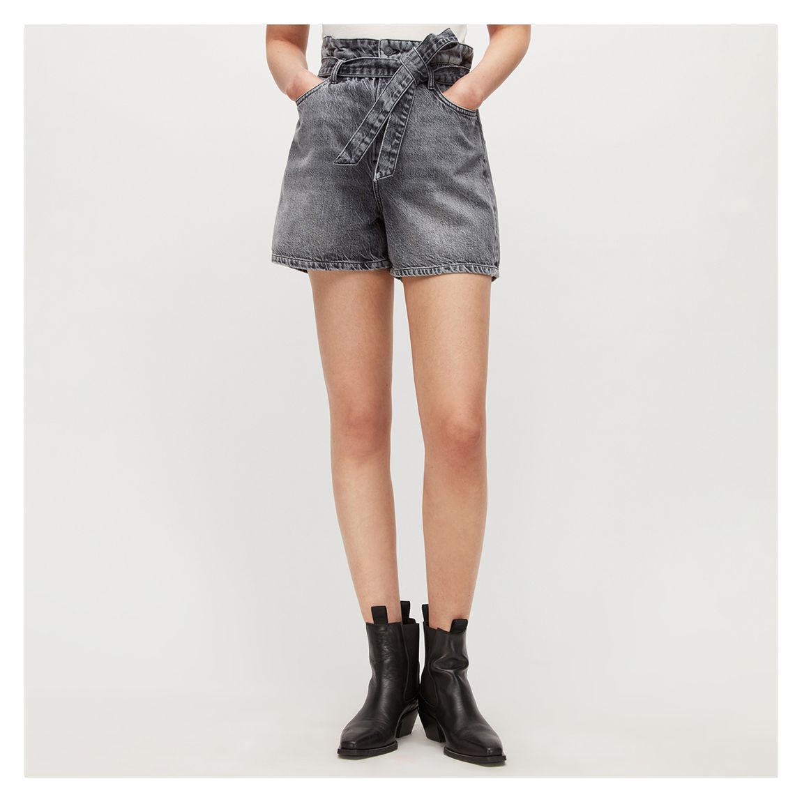 Washed Black Palmer Paperbag Shorts main product photo