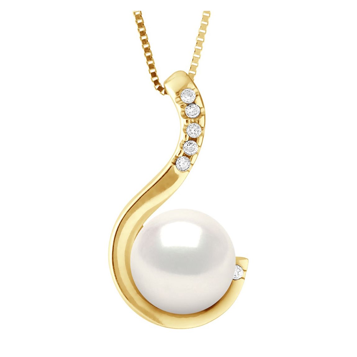 White Gold And Real Cultured Freshwater Pearl Pendant Necklace main product photo