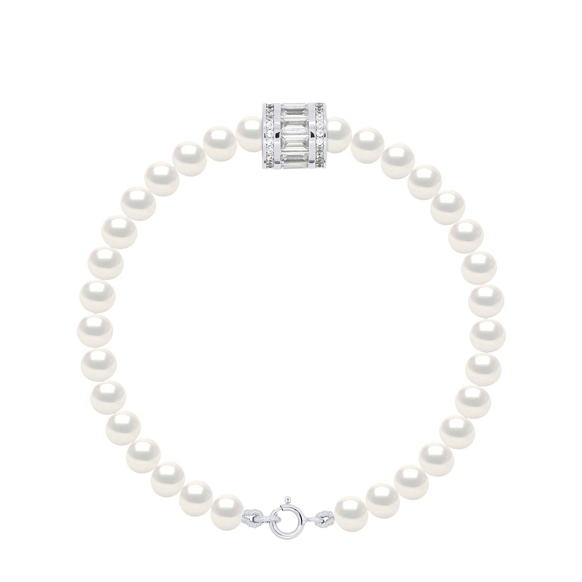 Bracelet Row Of Real Cultured Freshwater Pearls Semi Round 5-6 mm main product photo