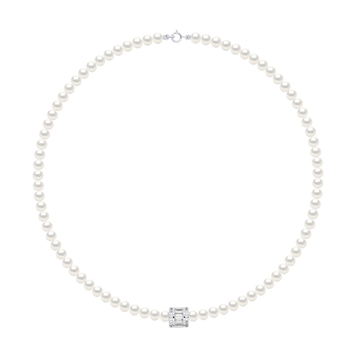 Necklace Row Of Real Cultured Freshwater Pearls Semi Round 6-7 mm main product photo