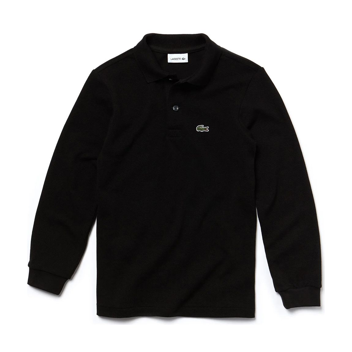 Kid Boy's Black Long Sleeve Cotton Blend Polo Shirt main product photo