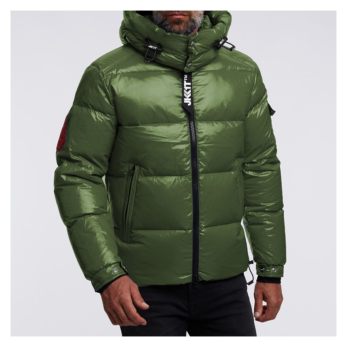 Green EZ Puffer Hooded Jacket main product photo