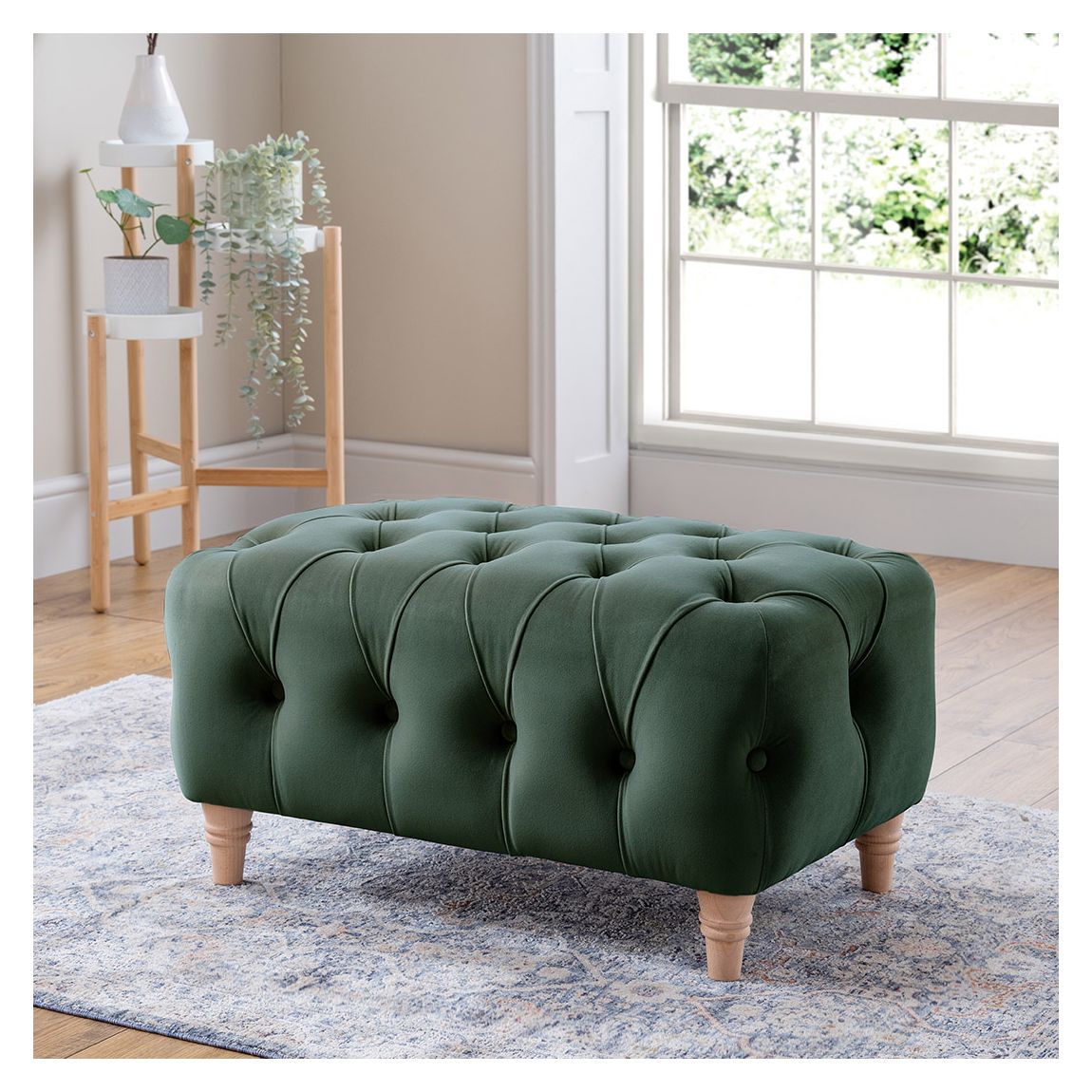 The Soho Footstool Velvet Seaweed Green main product photo
