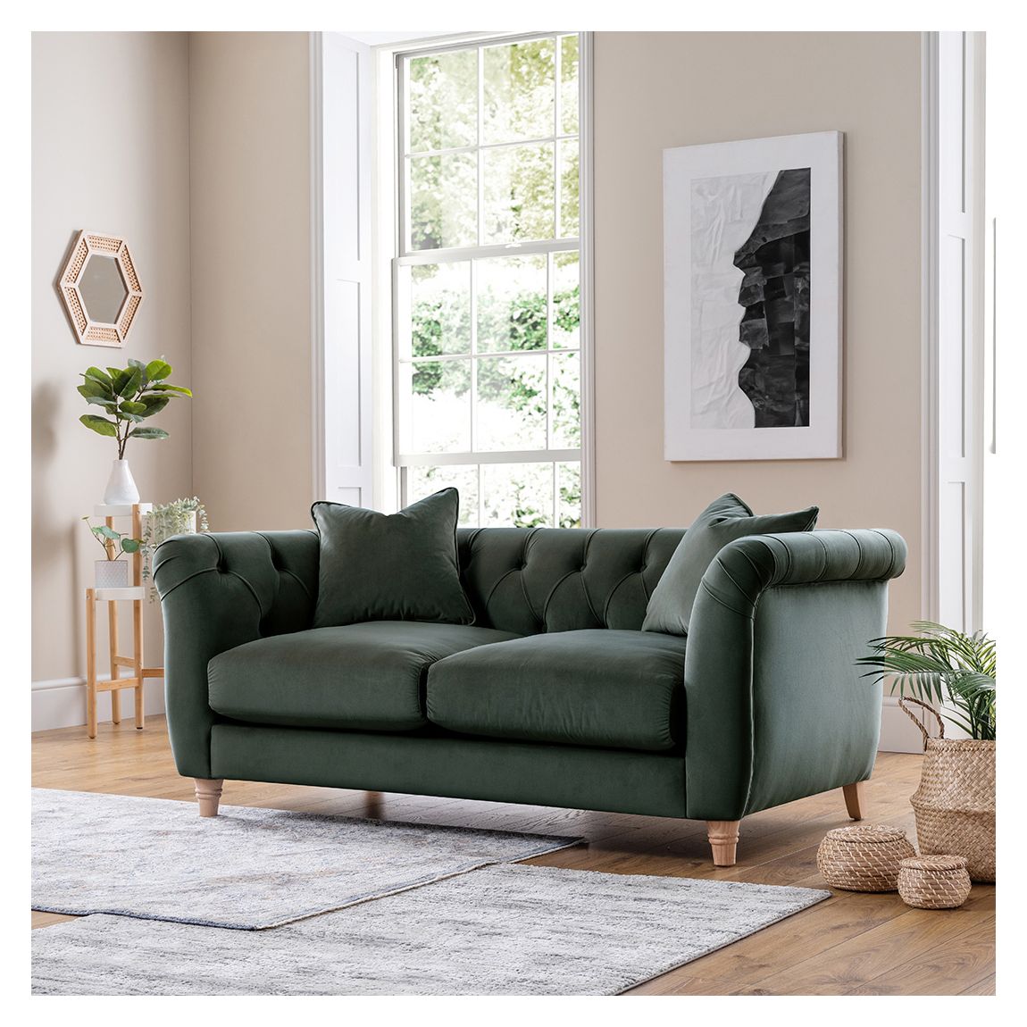 The Soho Medium Sofa Velvet Seaweed Green main product photo