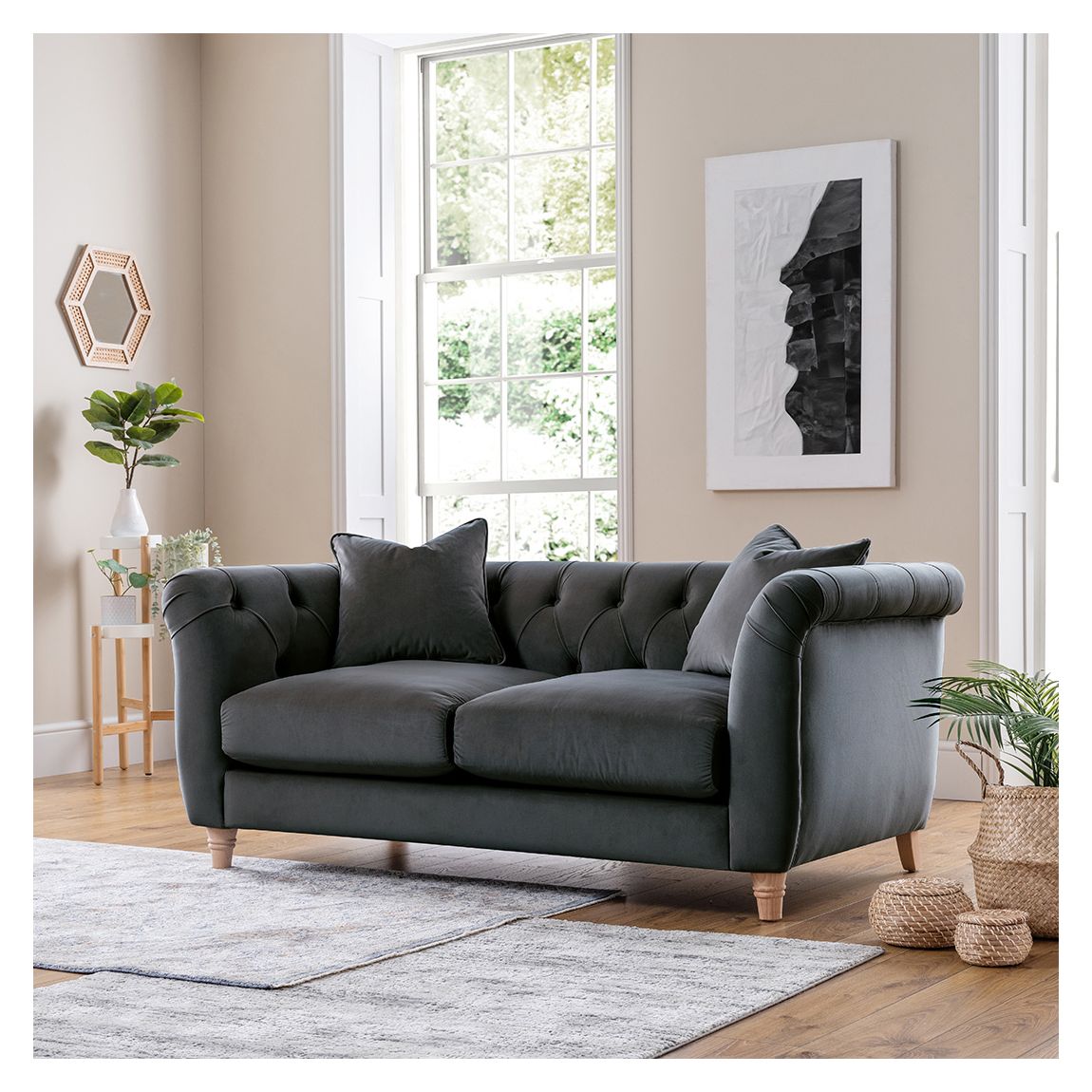 The Soho Medium Sofa Velvet Midnight Blue main product photo