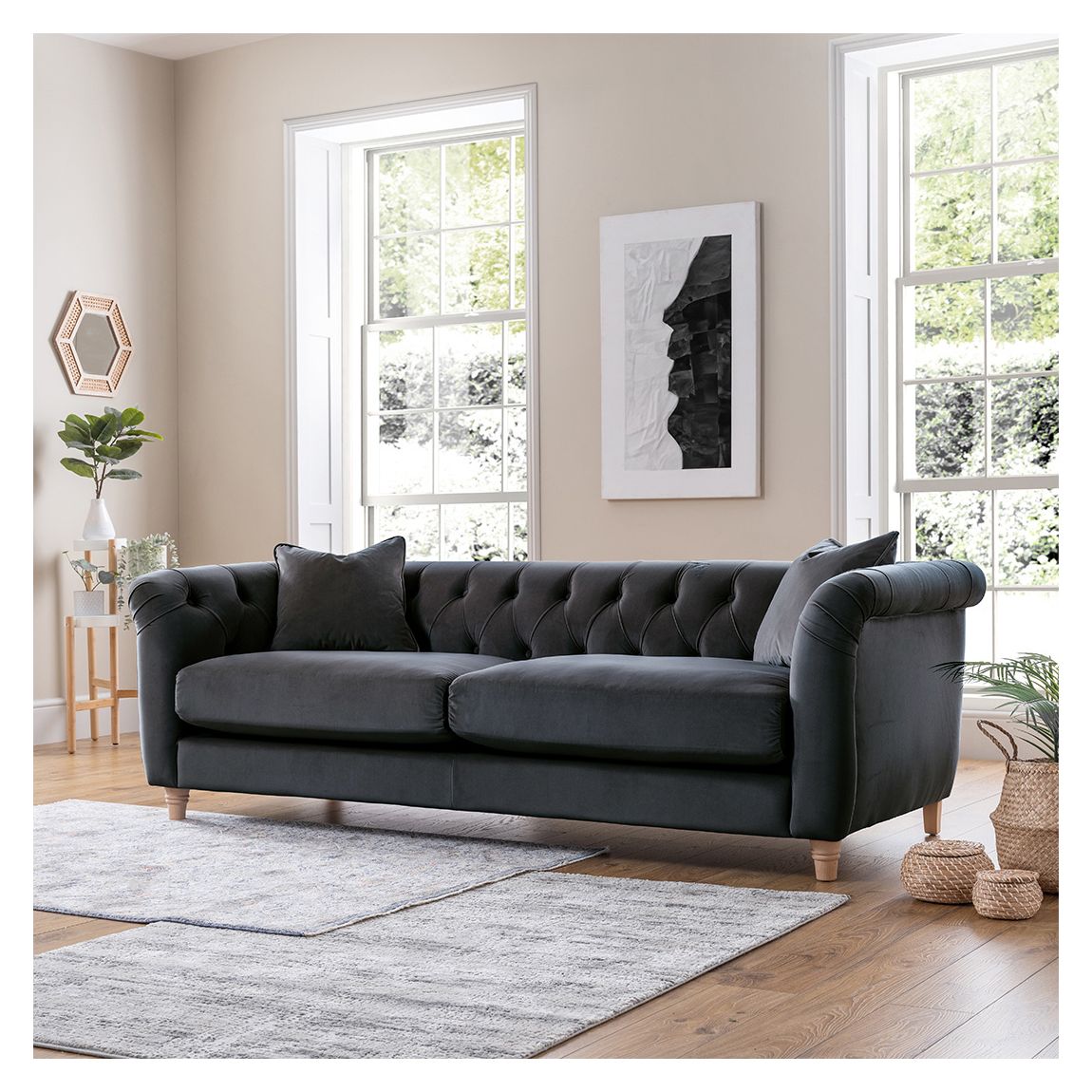 The Soho Large Sofa Velvet Midnight Blue main product photo