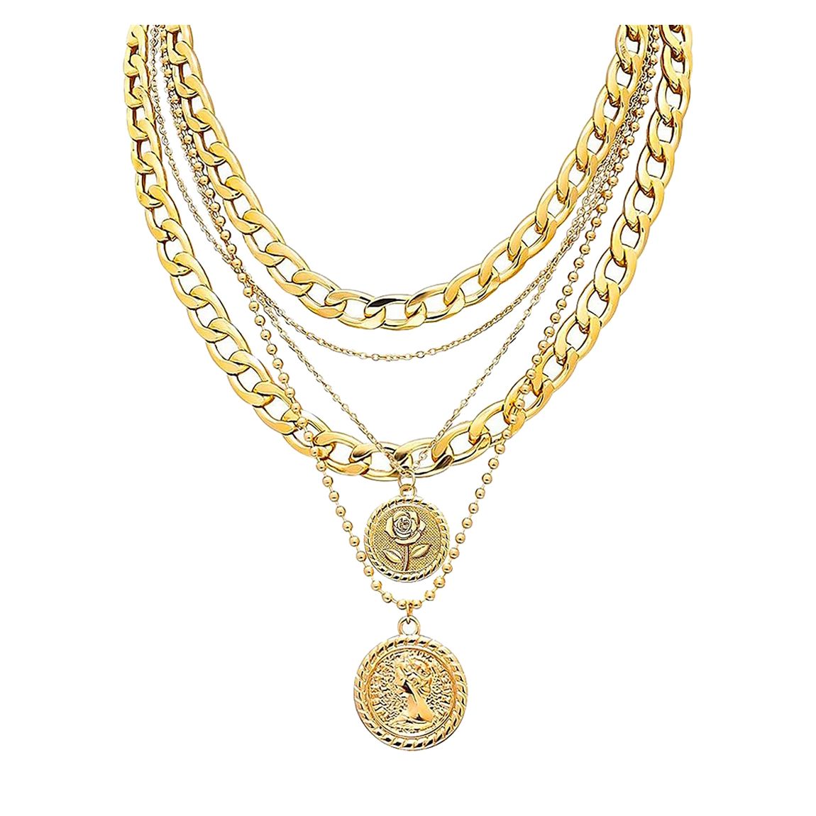 18K Gold Multi Layer Modern Necklace main product photo