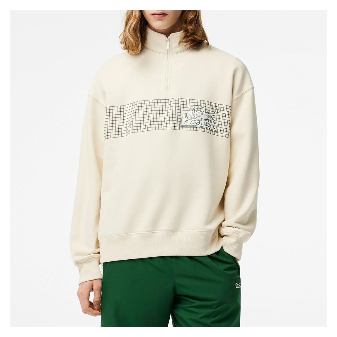 Cream Half Zip Cotton Blend Sweatshirt main product photo