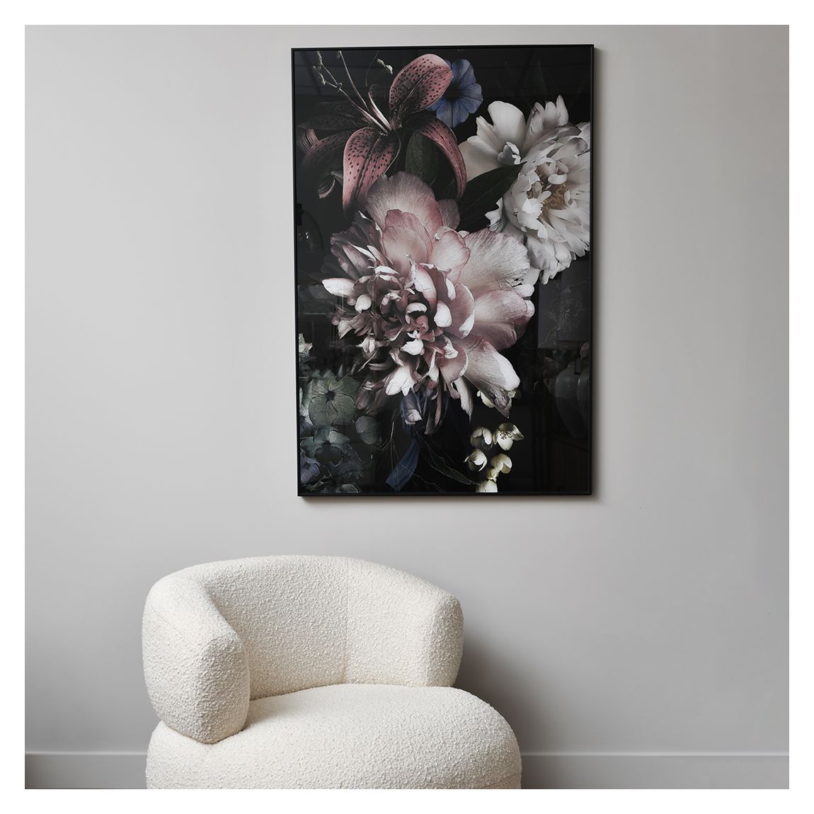 Floral Glass Wall Art 80x120cm main product photo