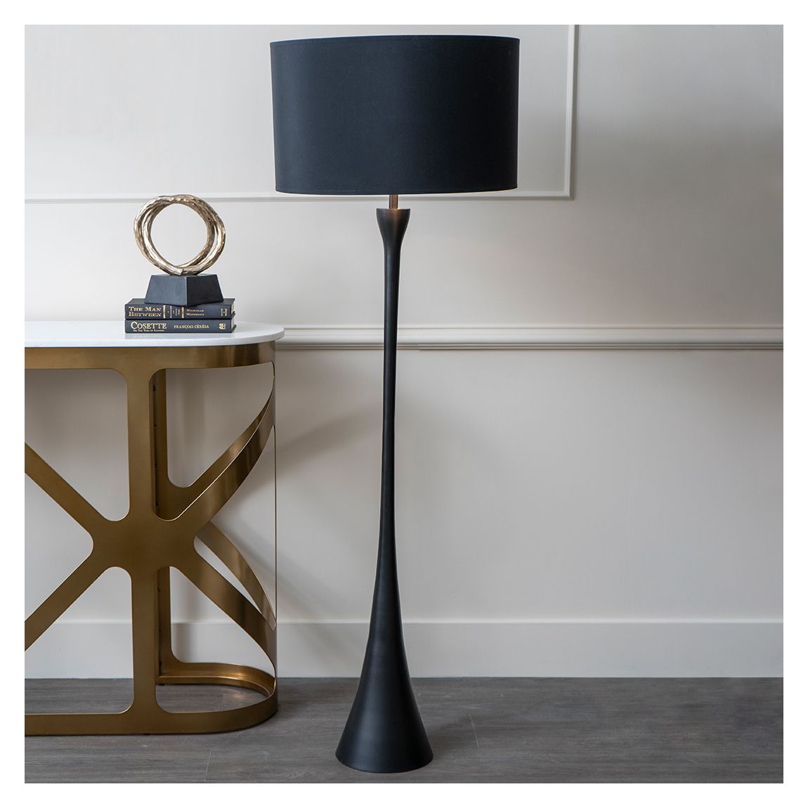 Lyra Black Lamp (Base Only) - E27 15W LED 20" Shade main product photo