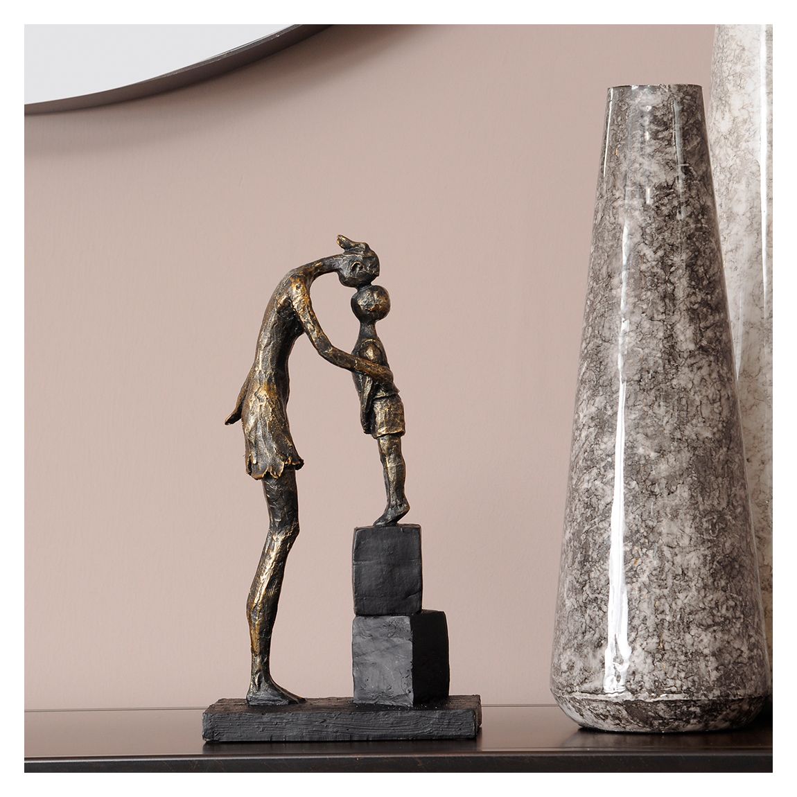 Antique Bronze Mother And Child On Blocks Sculpture main product photo