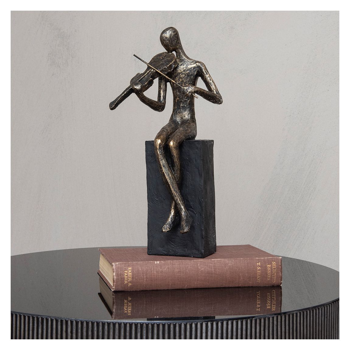 Antique Bronze Vanessa Violinist on Block Sculpture main product photo