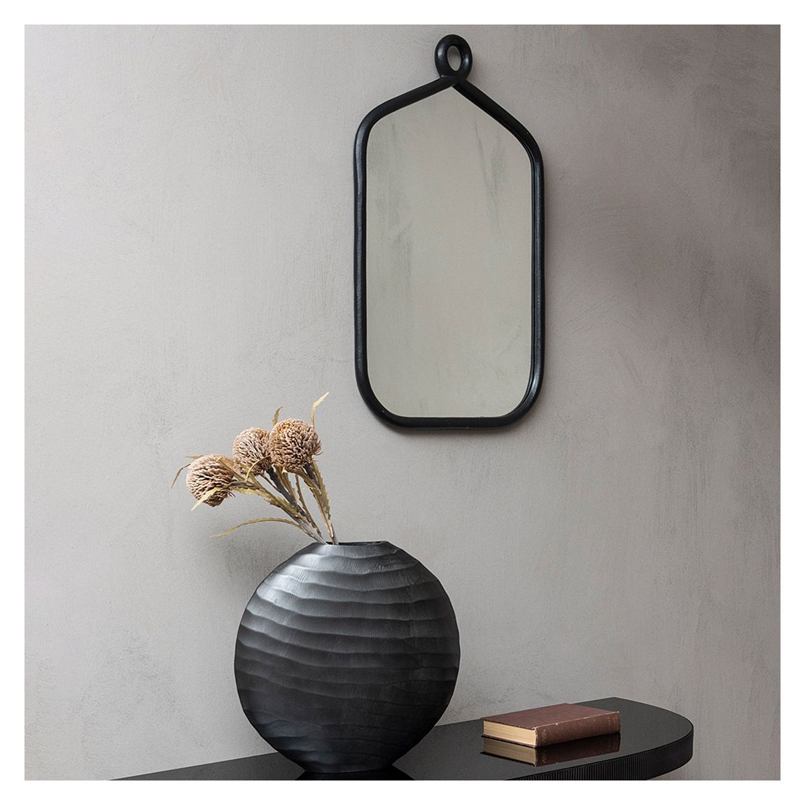 Leona Loop Top Square Wall Mirror, Rustic Aluminium main product photo