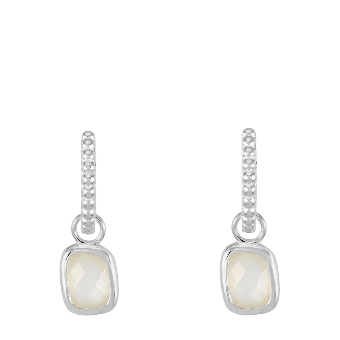 Silver Moonstone Dotty Huggie Hoops main product photo
