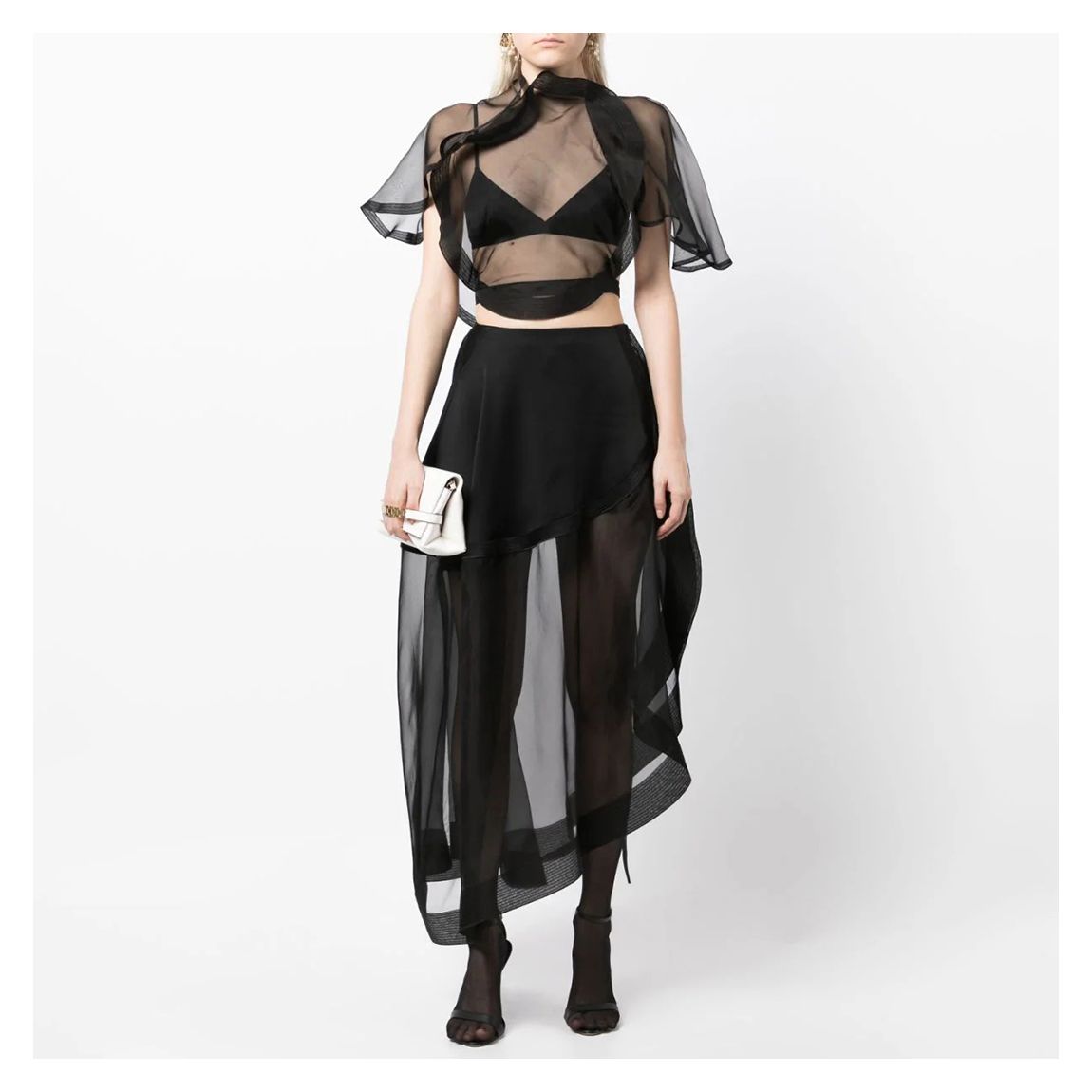 Black Mesh Ruffle Top main product photo