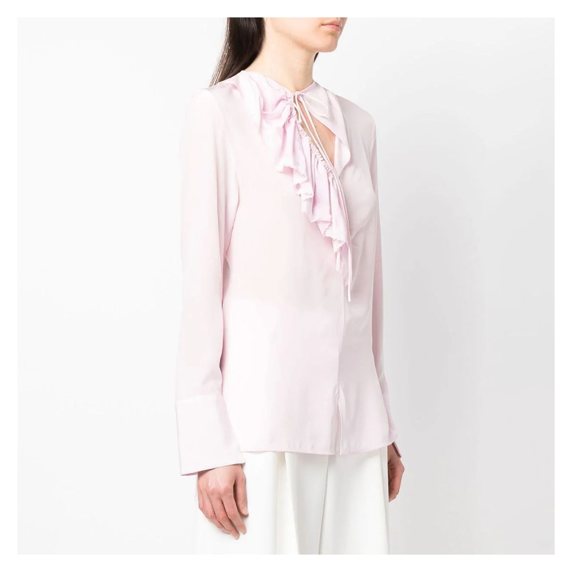 Pale Pink Frill Silk Blouse main product photo