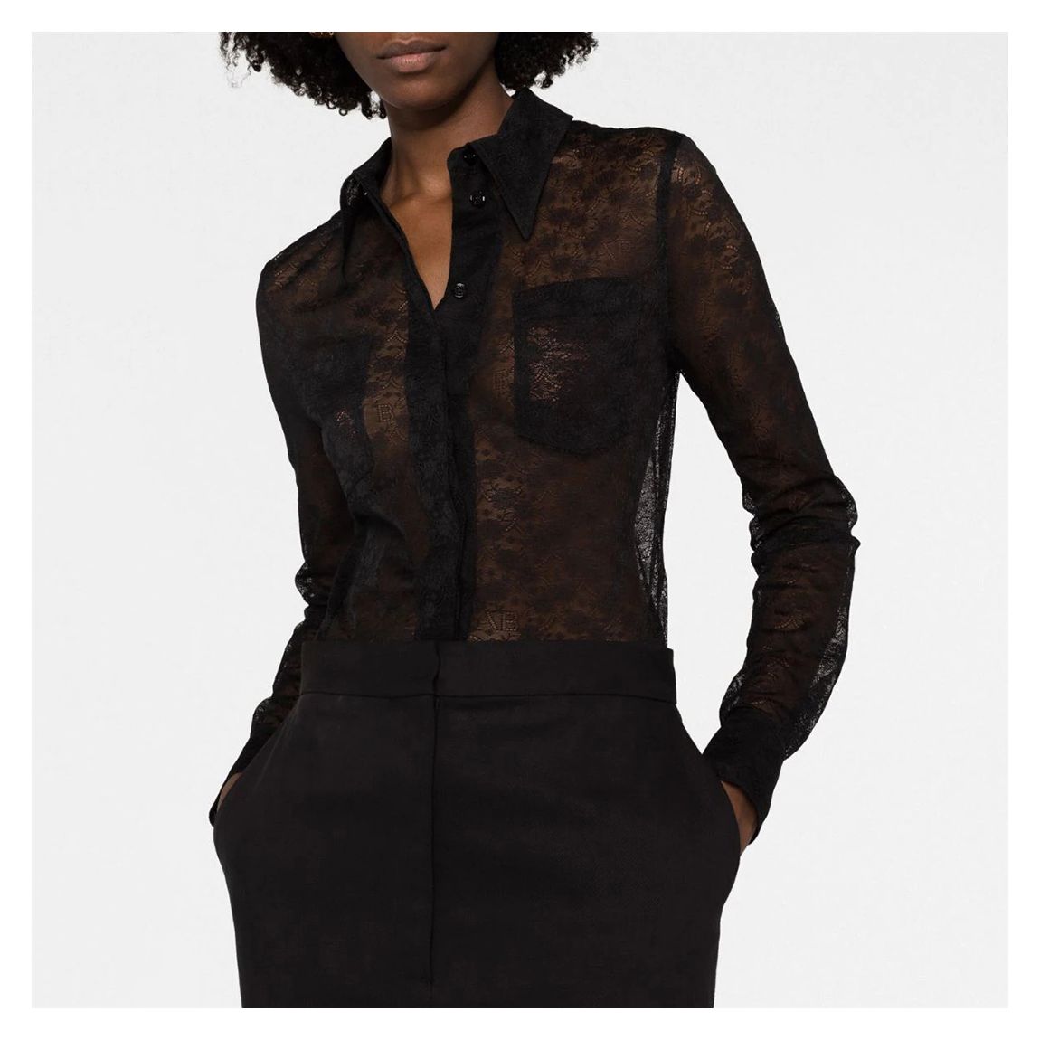 Black Lace Fitted Shirt main product photo
