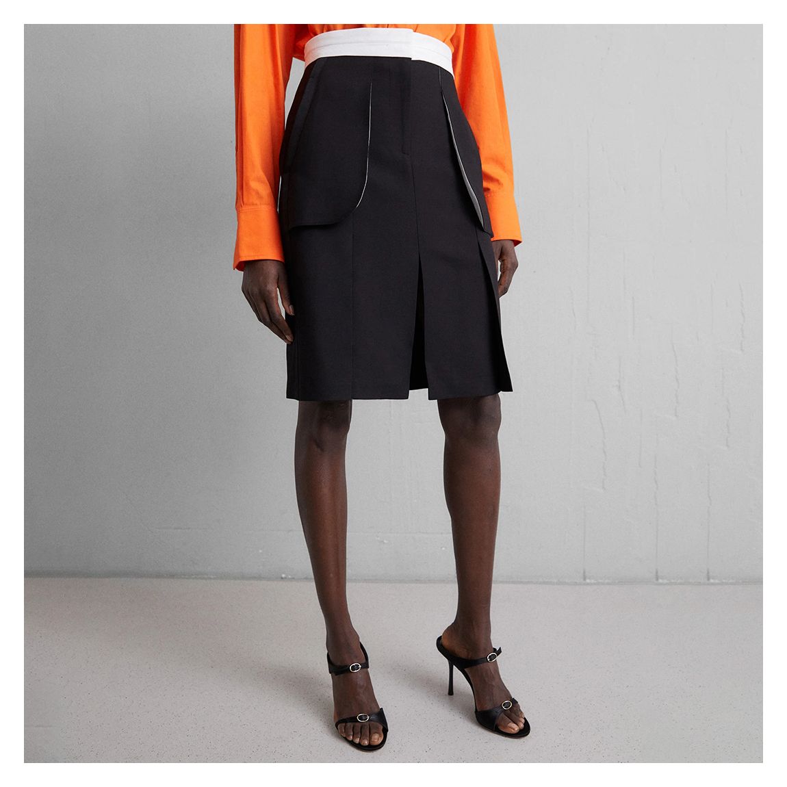 Black Wool Blend Midi Skirt main product photo