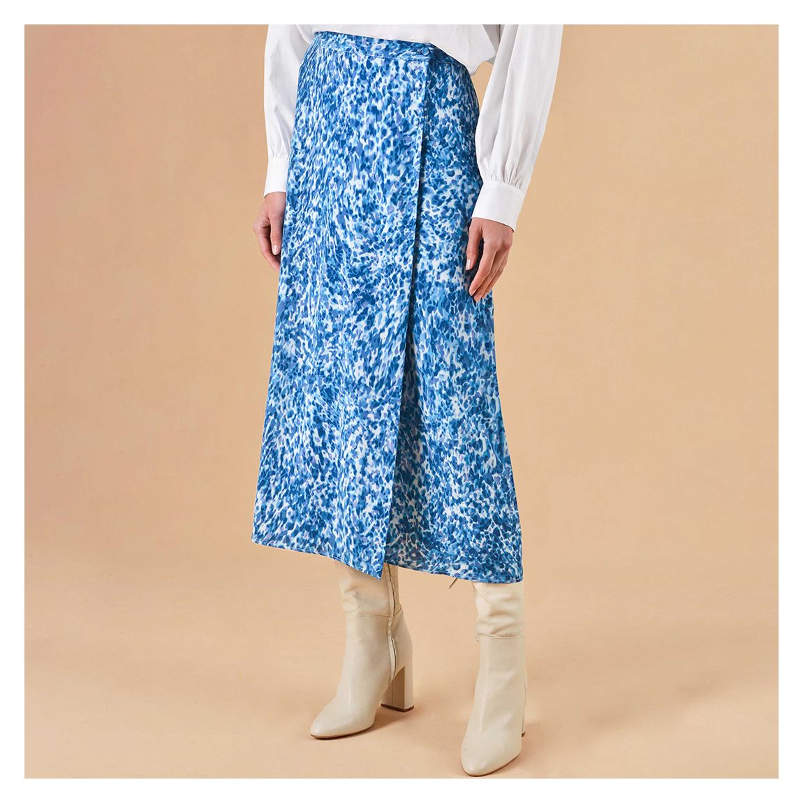 Blue Floral Printed Wrap Skirt main product photo