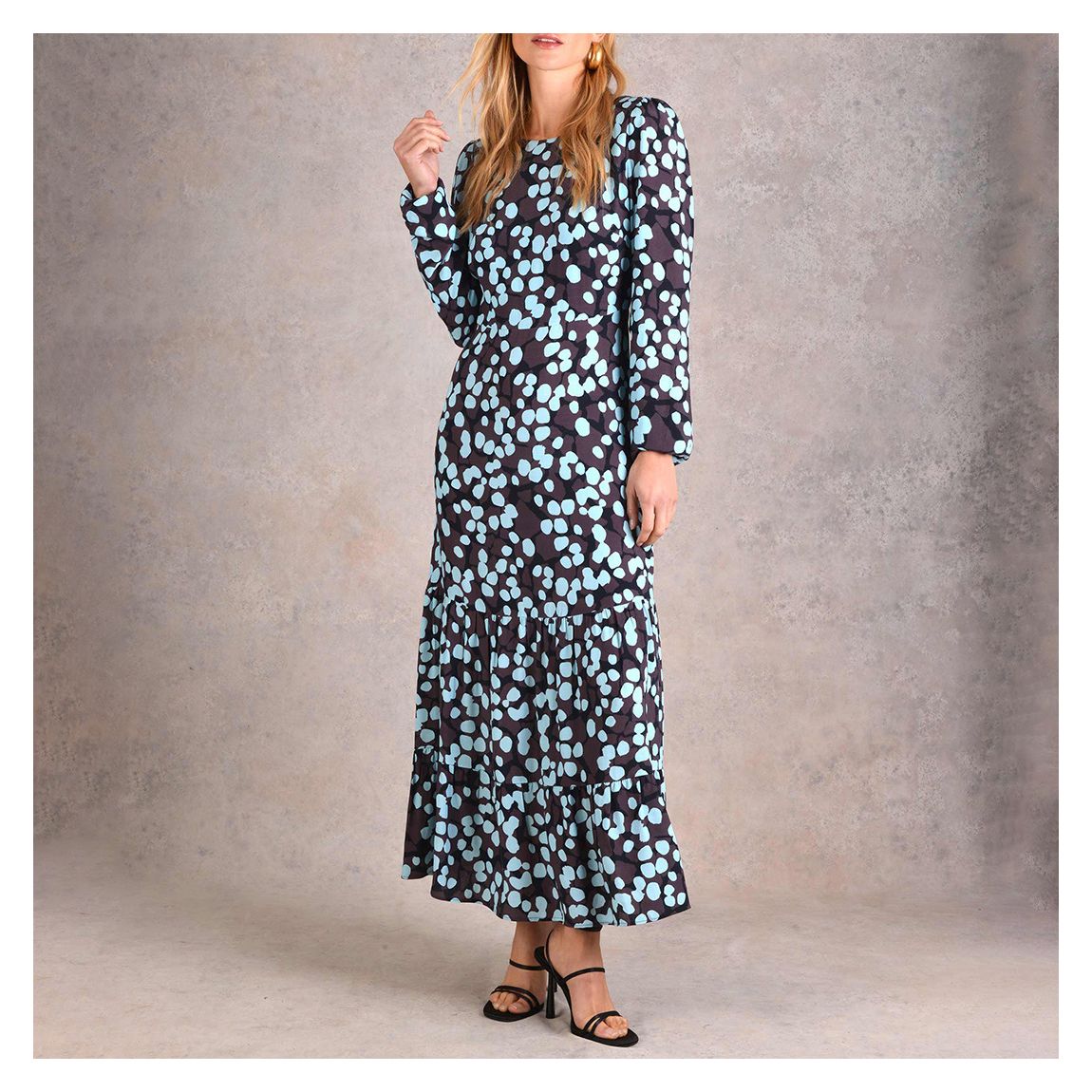 Black/Blue Printed Midi Dress main product photo