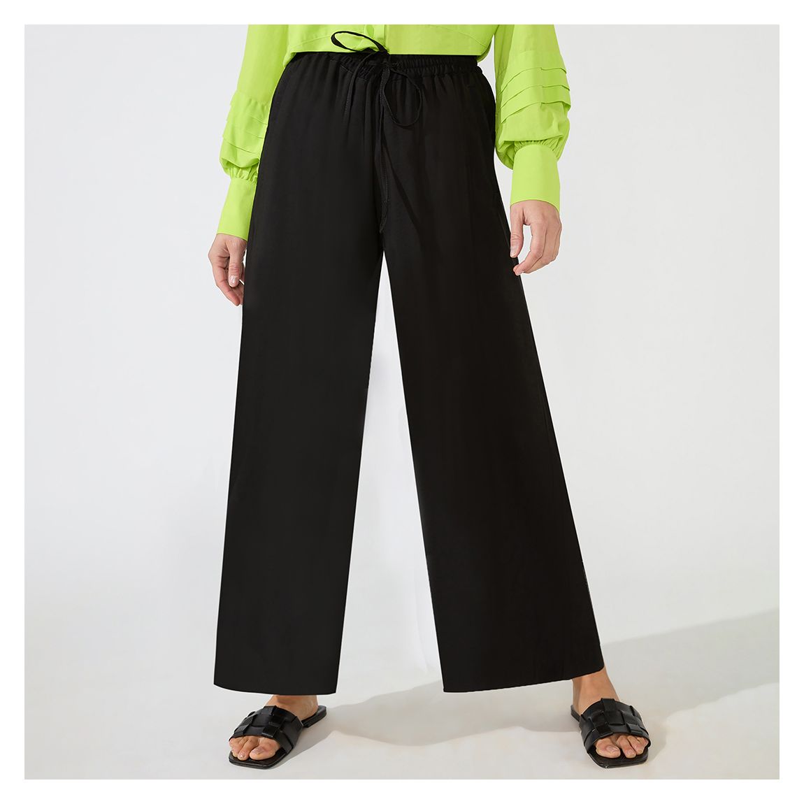 Black Drawstring Culotte Trousers main product photo