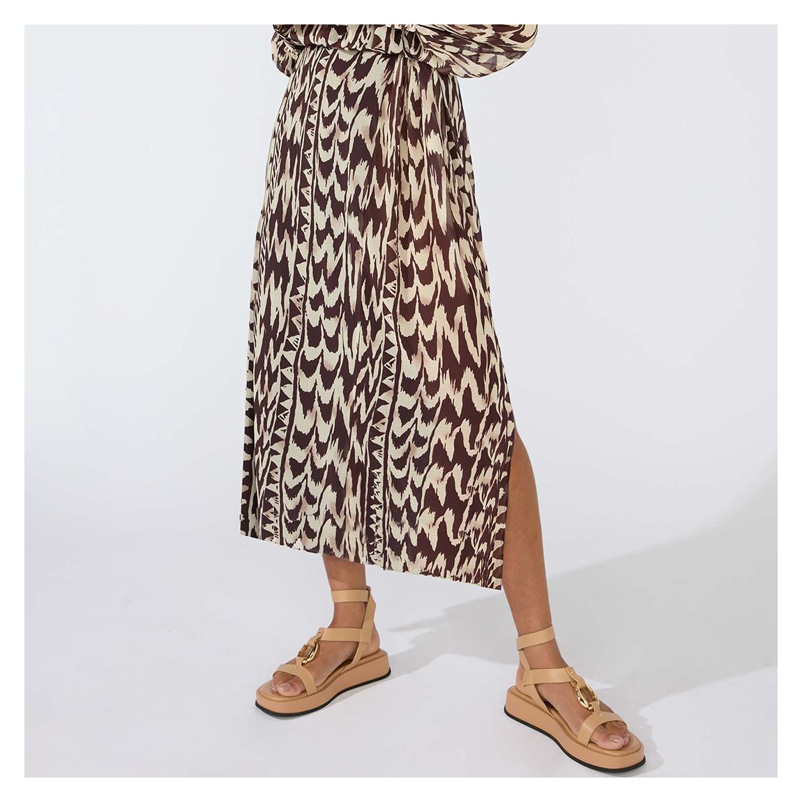 Brown Abstract Printed Skirt main product photo