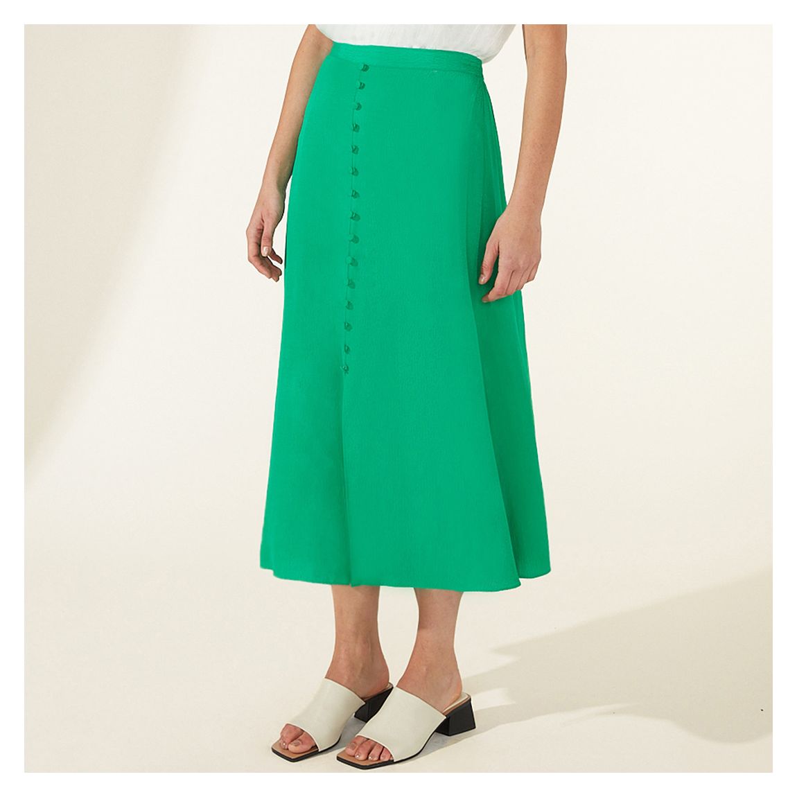 Green Jacquard Button Front Skirt main product photo