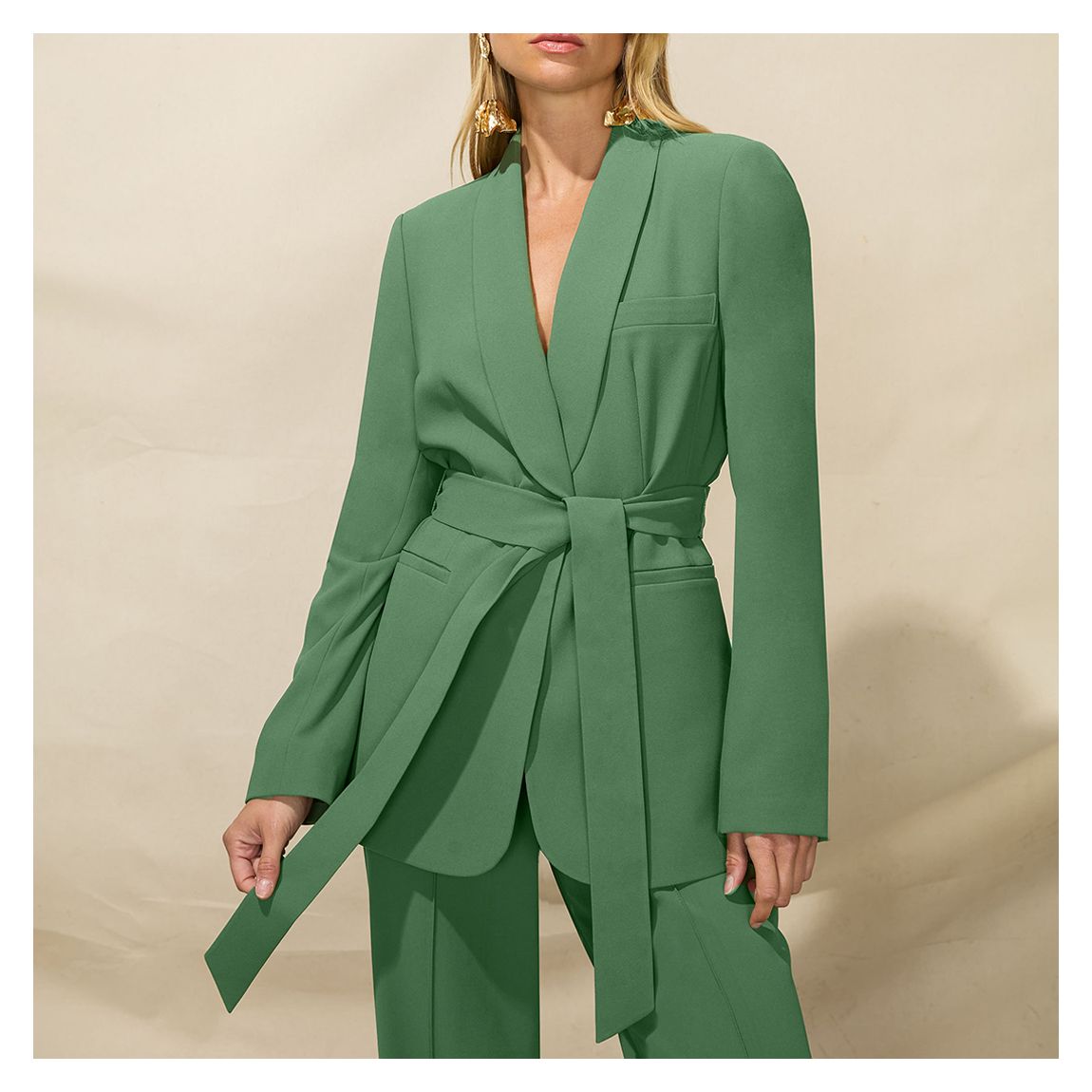Green Tie Front Blazer main product photo