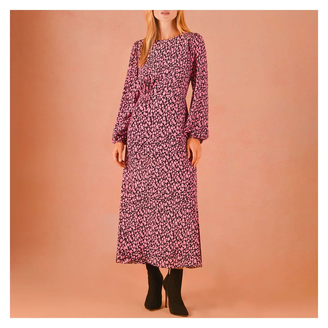 Pink Abstract Spot Print Midi Dress main product photo