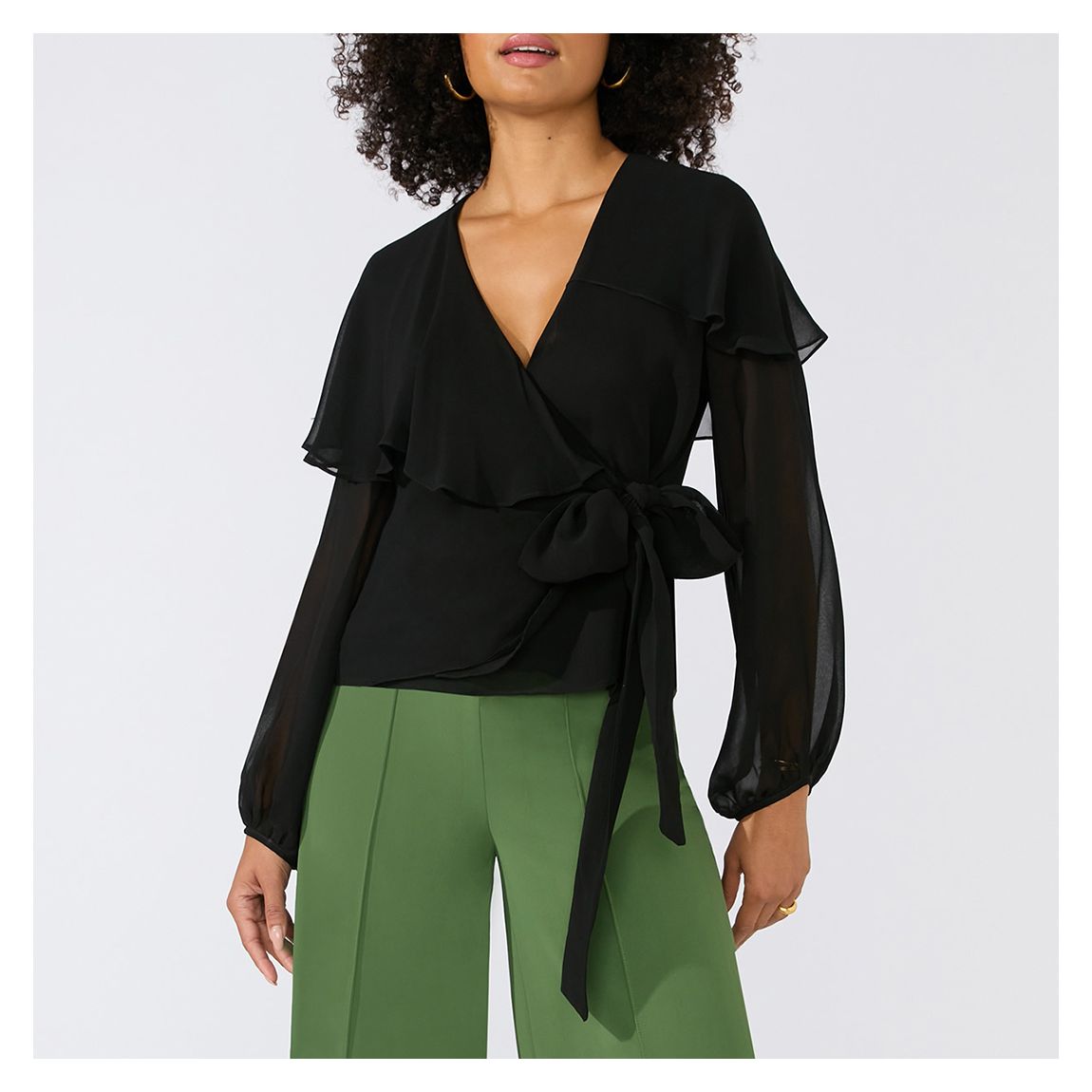 Black Cape Detail Wrap Top main product photo