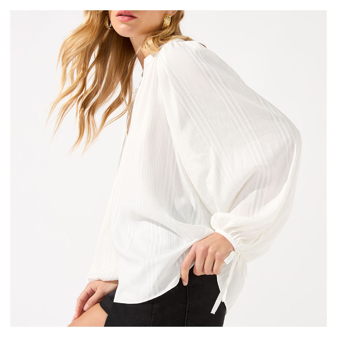 Texture Balloon Sleeve Top main product photo