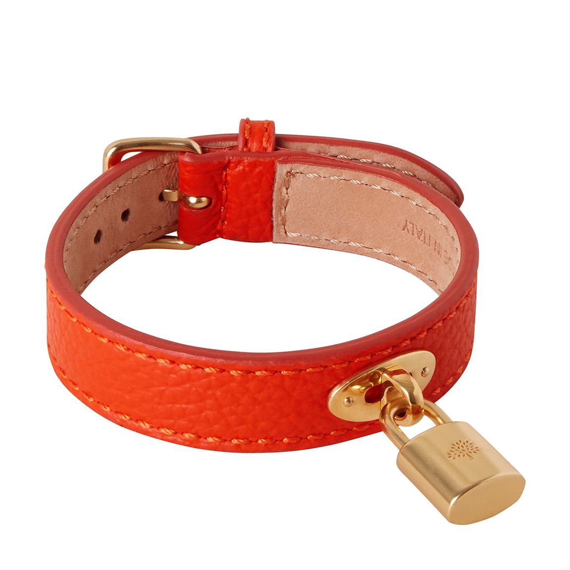 Orange Padlock Leather Bracelet main product photo