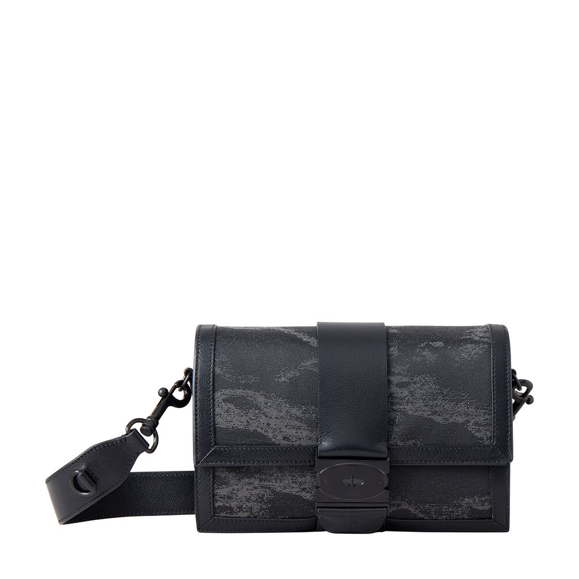 Black Grey Utility Postman's Buckle Crossbody Bag main product photo