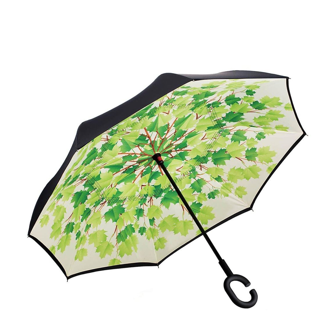 Green Leaves Print Inverted Umbrella main product photo