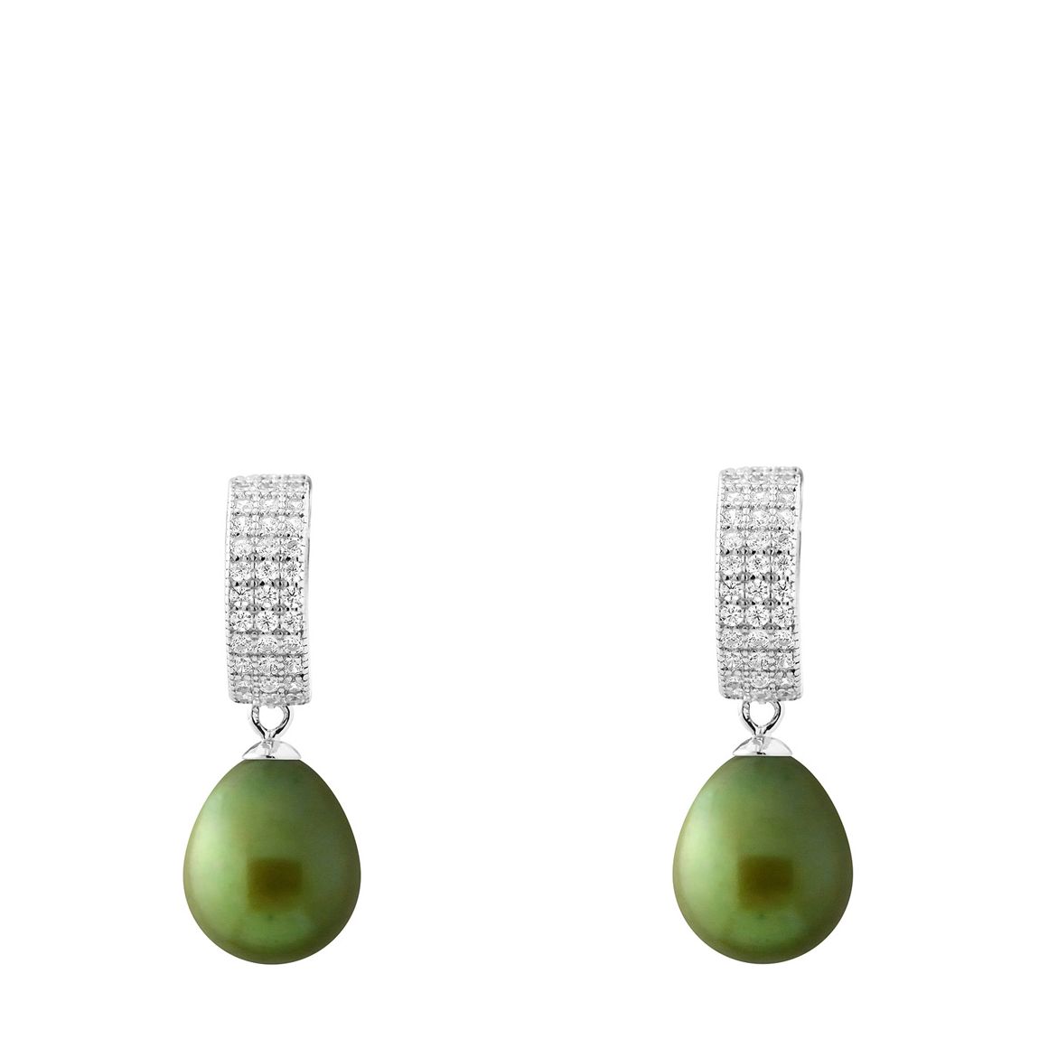 Green Malachite Real Cultured Freshwater Pearl Earrings main product photo