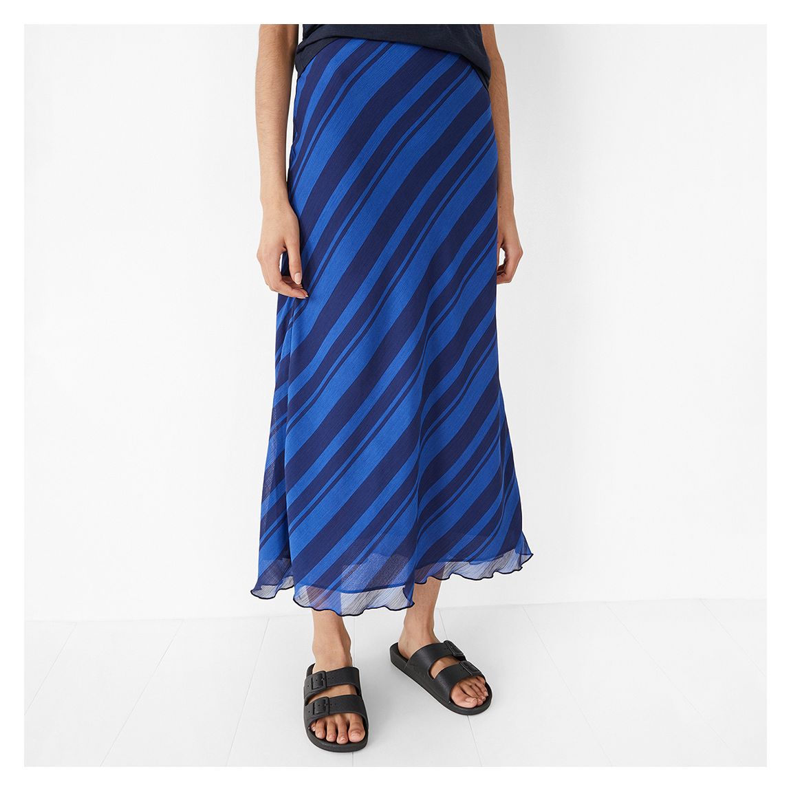 Blue Aliana Stripe Slip Skirt main product photo