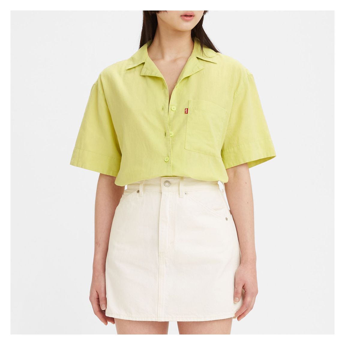 Lime Boxy Cotton Blend Shirt main product photo
