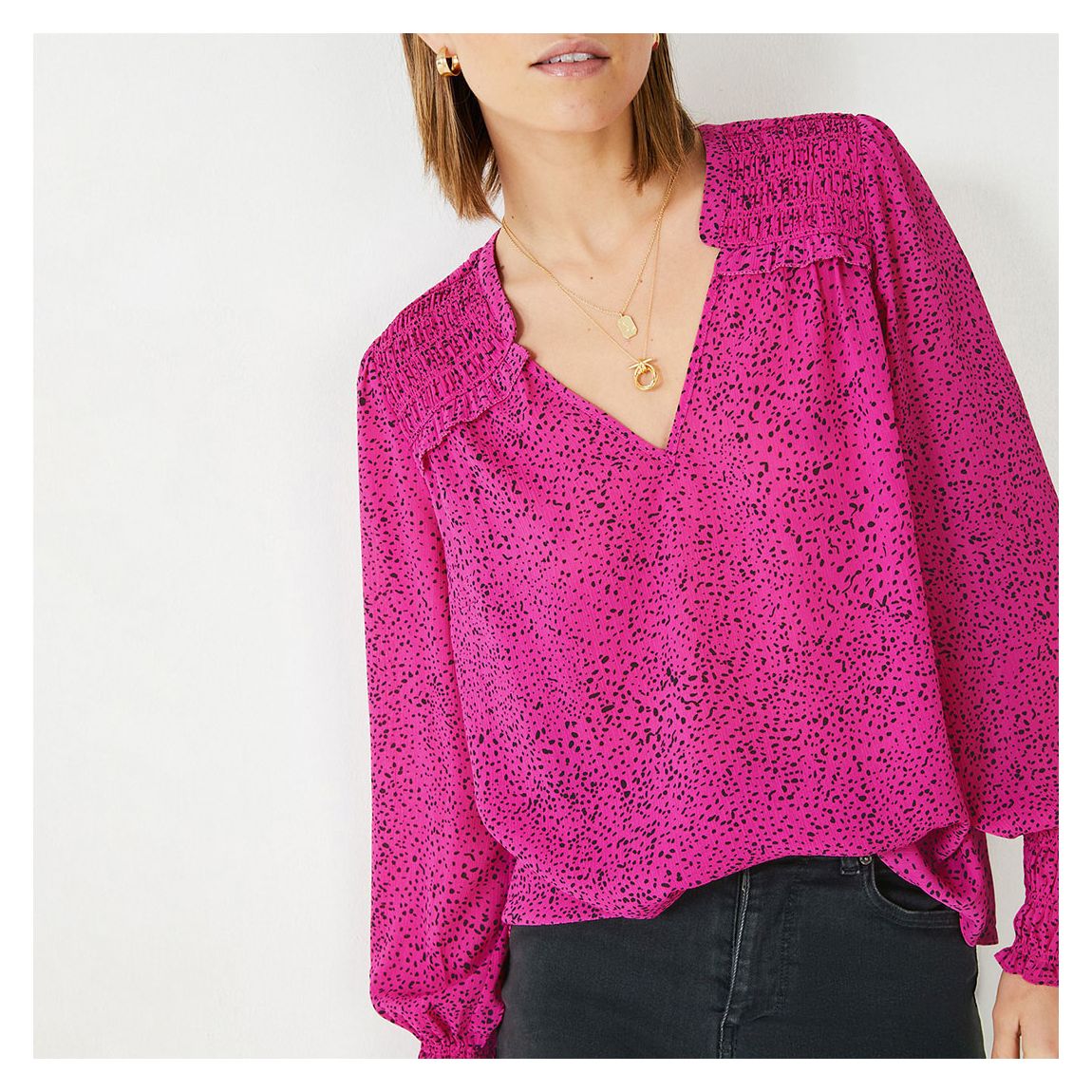 Pink Alvia Printed Blouse main product photo