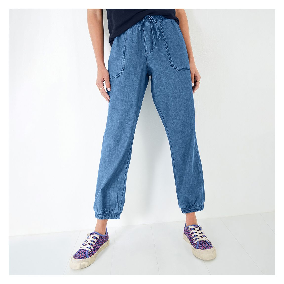 Blue Monaco Chambray Cotton Trousers main product photo